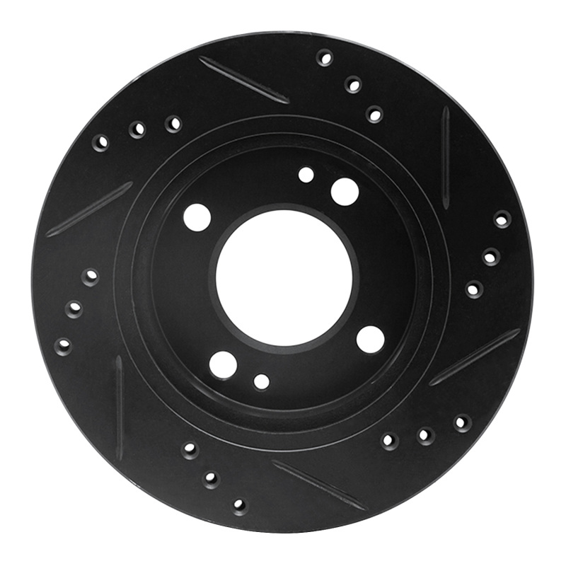 Mitsubishi Mirage Brake Rotor (1) - Front Left - R1 Concepts - Drilled & Slotted - Black - `14-`15
